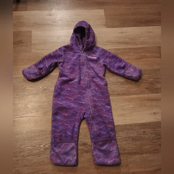 Columbia Full Zip Full Onepiece Bodysuit fleece bunting Tie Dye Pink & Purple - Picture 3 of 13